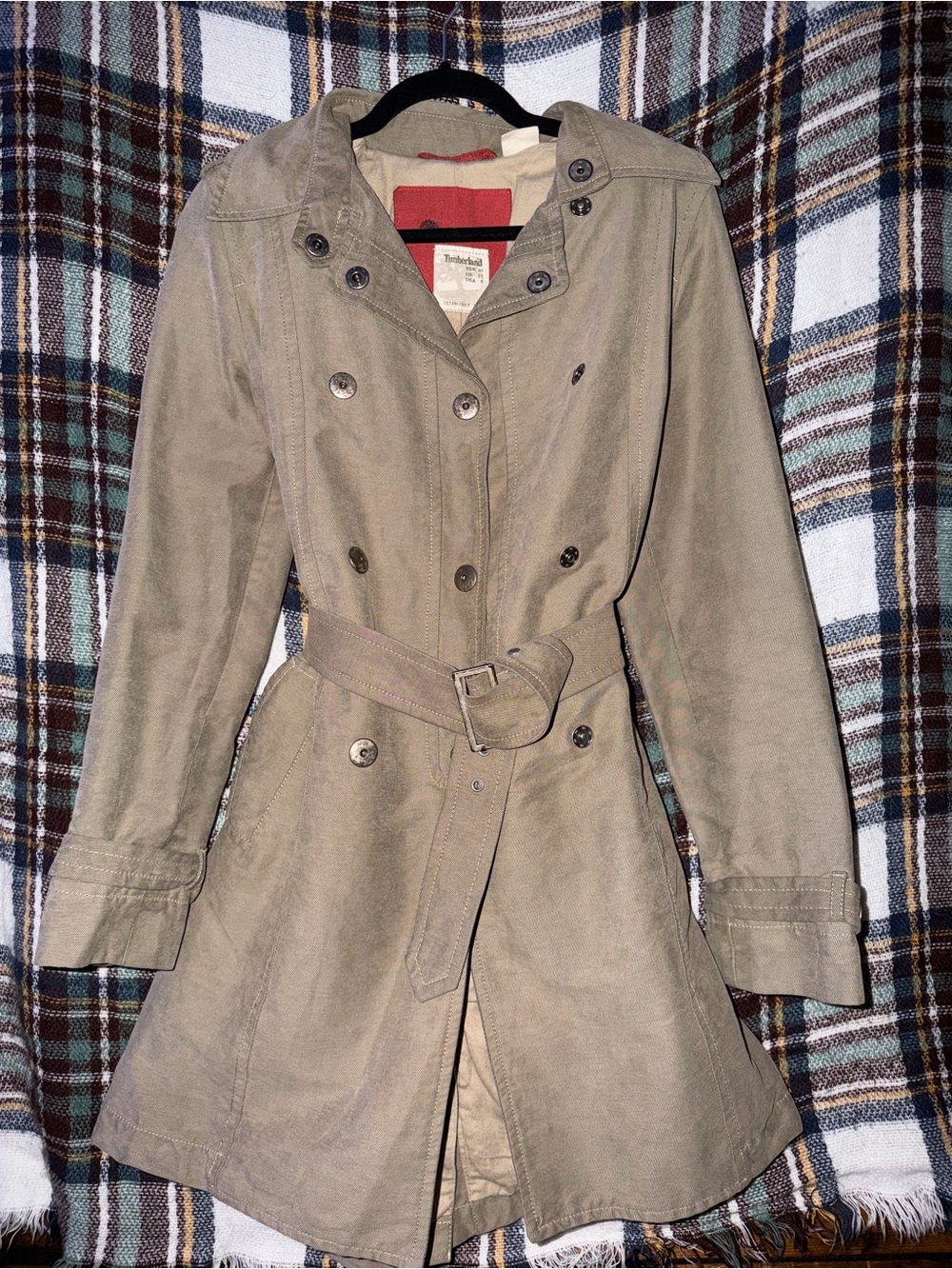 Timberland Khaki Trench Coat | Women’s Size 8 | Belted Utility Jacket